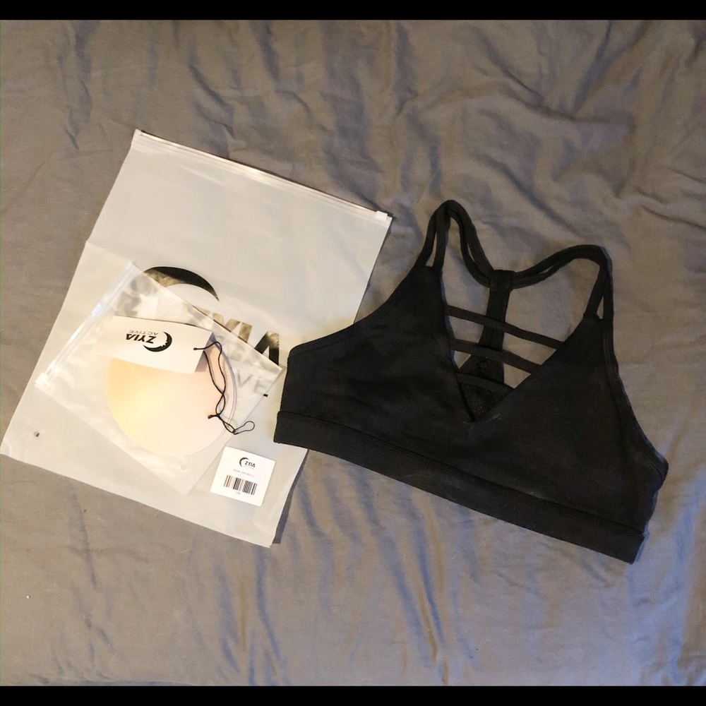 Black Grid Sports Bra
